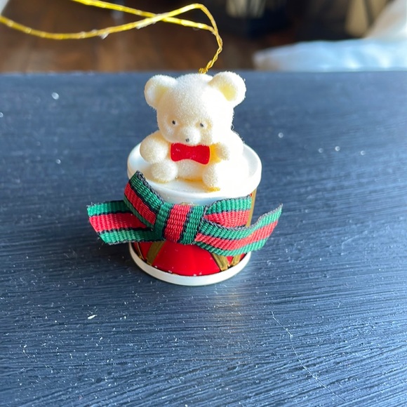 Avon Holiday Vintage Avon Teddy Bear Ornament Collection Teddy On A